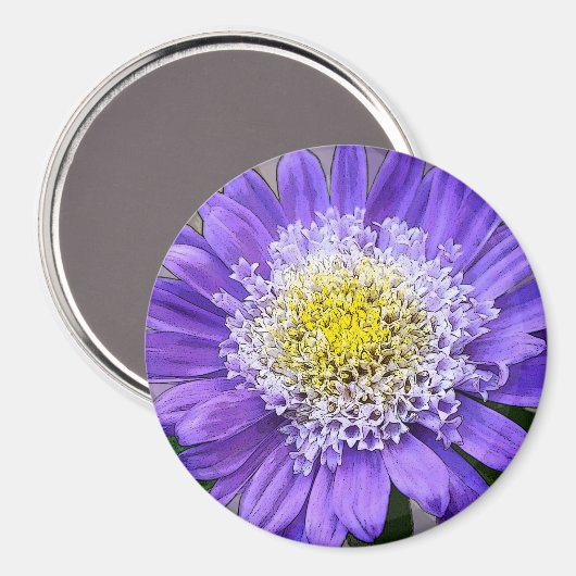 blauwe paarse bloem magneet (Voorkant / Achterkant)