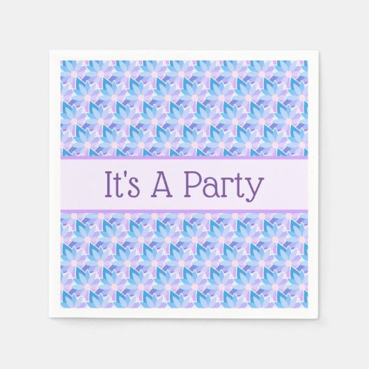  Blauwe Paarse Bloem Servet (Voorkant)