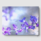 Blauwe paarse bloemen Birthday Party Guest Book Gastenboek (Achterkant)