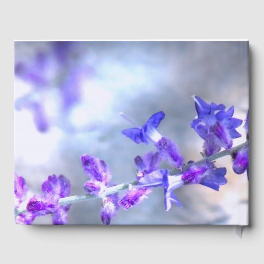 Blauwe paarse bloemen Birthday Party Guest Book Gastenboek (Achterkant)