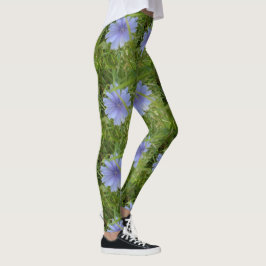 Blauwe paarse bloemen Elegant Floral Leggings