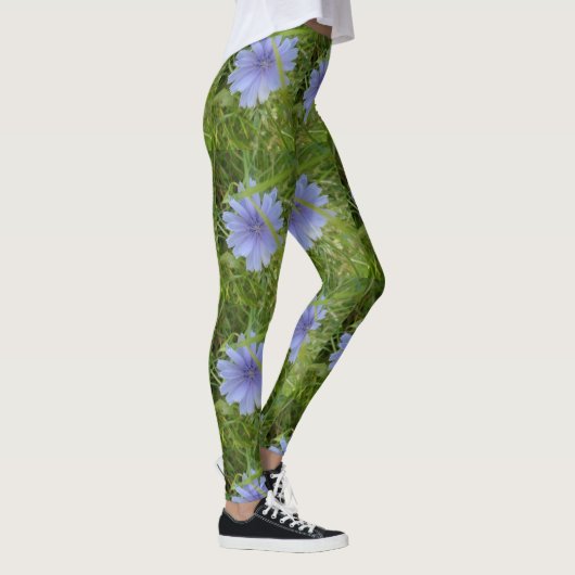 Blauwe paarse bloemen Elegant Floral Leggings (Rechts)