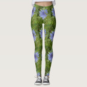 Blauwe paarse bloemen Elegant Floral Leggings (Voorkant)