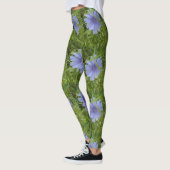 Blauwe paarse bloemen Elegant Floral Leggings (Links)