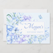 Blauwe paarse bloemen elegante verjaardag kaart (Voorkant)