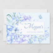 Blauwe paarse bloemen elegante verjaardag kaart (Voorkant)