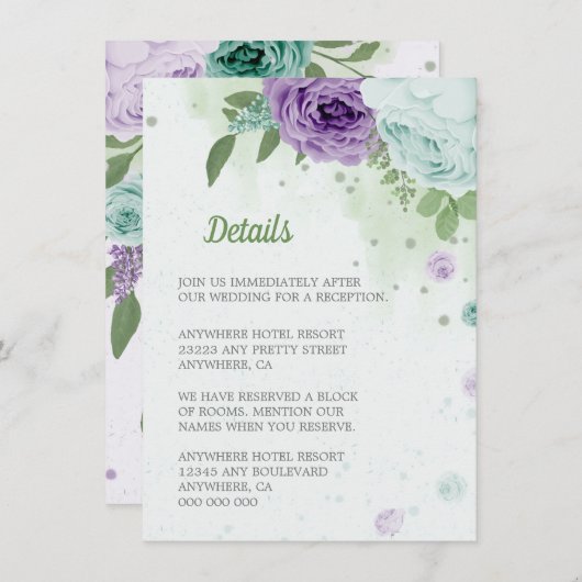 blauwe paarse bloemen groen botanisch informatiekaartje (Voorkant / Achterkant)