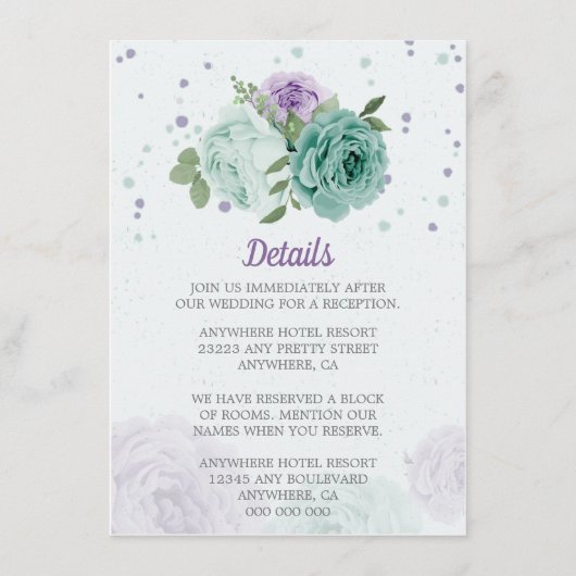 blauwe paarse bloemen groen botanisch informatiekaartje (Voorkant)