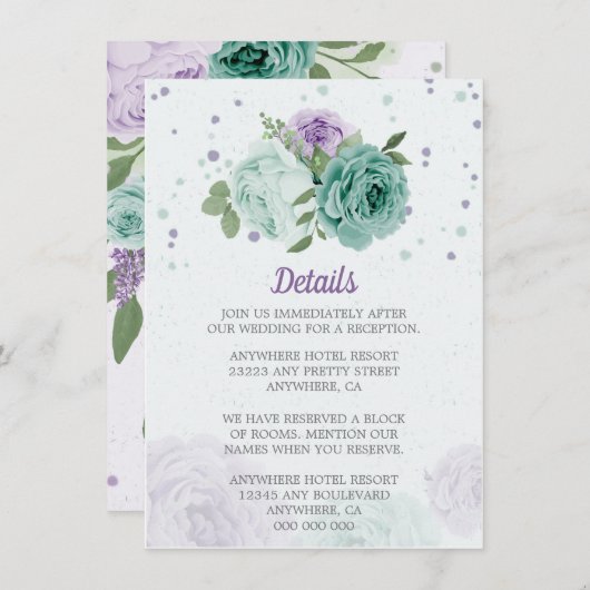 blauwe paarse bloemen groen botanisch informatiekaartje (Voorkant / Achterkant)