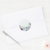 blauwe paarse bloemen groen botanisch ronde sticker (Envelop)