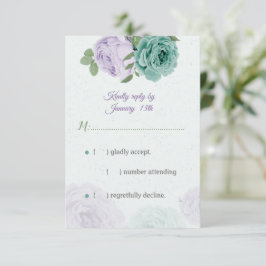 blauwe paarse bloemen groen botanisch RSVP kaartje