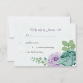 blauwe paarse bloemen groen botanisch RSVP kaartje (Voorkant)