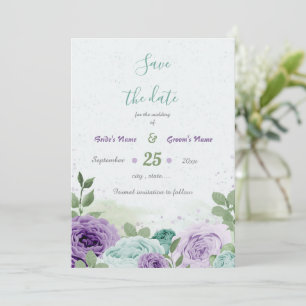 blauwe paarse bloemen groen botanisch save the date