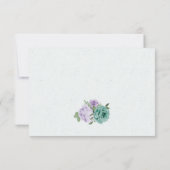 blauwe paarse bloemen groen - botanische maaltijdk RSVP kaartje (Achterkant)