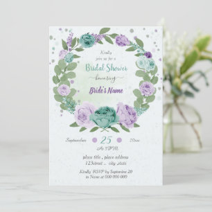 blauwe paarse bloemen groenblauw vrijgezellenfeest kaart