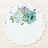 blauwe paarse bloemen groene botanische papierkust kartonnen onderzetters (Voorkant)