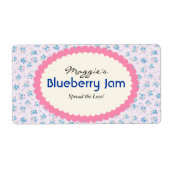 Blauwe Paarse Bloemen Jam Jar Labels, Aangepast Etiket (Voorkant)