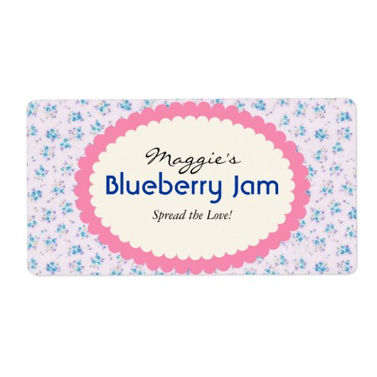 Blauwe Paarse Bloemen Jam Jar Labels, Aangepast Etiket (Voorkant)