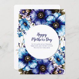 Blauwe Paarse Bloemen Moederdag Custom Photo Card Kaart