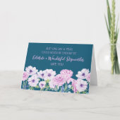 Blauwe paarse bloemen stiefmoeder verjaardag kaart (Voorkant)