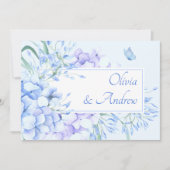 Blauwe paarse bloemenbloei elegante bruiloft kaart (Voorkant)