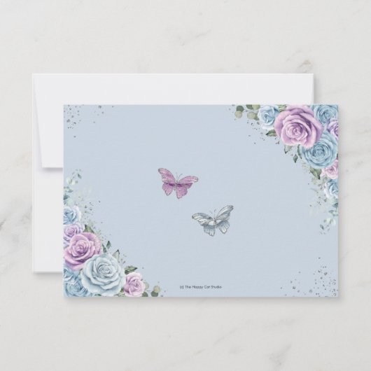 Blauwe Paarse Bloemtweeling Sweet 16 Quince Kalend Save The Date (Achterkant)