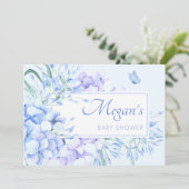 Blauwe paarse bloesem elegant baby shower kaart (Staand voorkant)