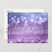 Blauwe Paarse Bokeh Verandering van Plannen Bruilo Briefkaart (Voorkant / Achterkant)