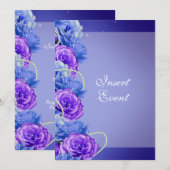 Blauwe paarse bruiloft verloving kaart (Voorkant / Achterkant)