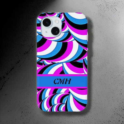 Blauwe Paarse buisvormige zwendels met Initialen Case-Mate iPhone Case