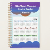 Blauwe Paarse Cloud Teacher Agenda Planner (Voorkant)