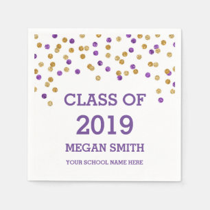 Blauwe Paarse Confetti Klasse van 2019 Afstuderen Servet