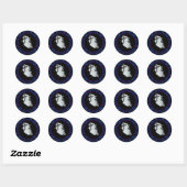 Blauwe Paarse dame in White Ghost Halloween Ronde Sticker (Vel)