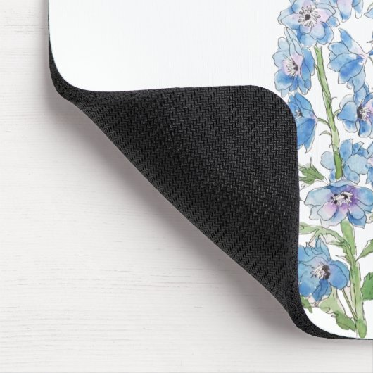 blauwe paarse delfiniuminkt en waterverf muismat (Hoek)