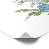 blauwe paarse delfiniuminkt en waterverf poster (Hoek)