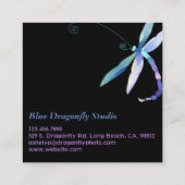 Blauwe Paarse dragonvlieg Vierkante Visitekaartje (Achterkant)
