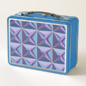 Blauwe Paarse Driehoeken Metal Lunch Box (Achterkant)