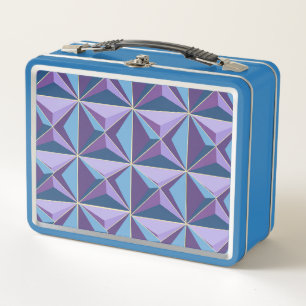 Blauwe Paarse Driehoeken Metal Lunch Box