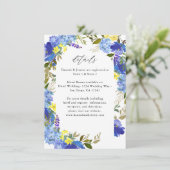 Blauwe Paarse en gele Floral — Kaart met details (Staand voorkant)