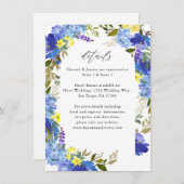 Blauwe Paarse en gele Floral — Kaart met details (Voorkant / Achterkant)