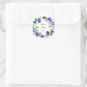 Blauwe Paarse en gele Floral Vierkante Sticker (Tas)