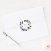 Blauwe Paarse en gele Floral Vierkante Sticker (Envelop)