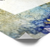 Blauwe, Paarse en goudkleurige alcoholinkt Poster (Hoek)