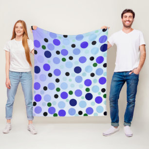 Blauwe Paarse en groene stippen, Fleece Deken