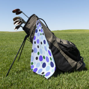 Blauwe Paarse en groene stippen, Golfhanddoek