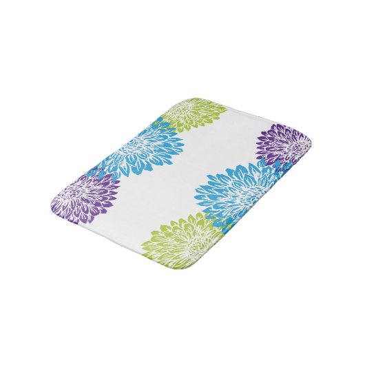 Blauwe, Paarse en kalkgroene tandwielen Badmat (Gekanteld)