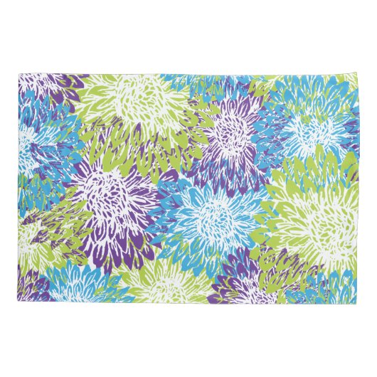 Blauwe, Paarse en kalkgroene tandwielen Kussensloop (Achterkant-Links)