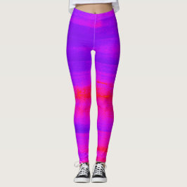 Blauwe, Paarse en magenta Waterverf penseelstreken Leggings