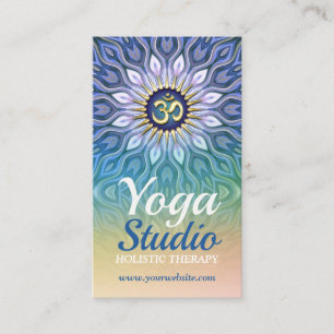 Blauwe Paarse en peach Energy Meditation Mandala Y Visitekaartje