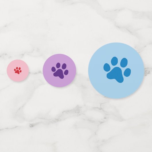 Blauwe, Paarse en rode pootafdruk Confetti (Achterkanten)